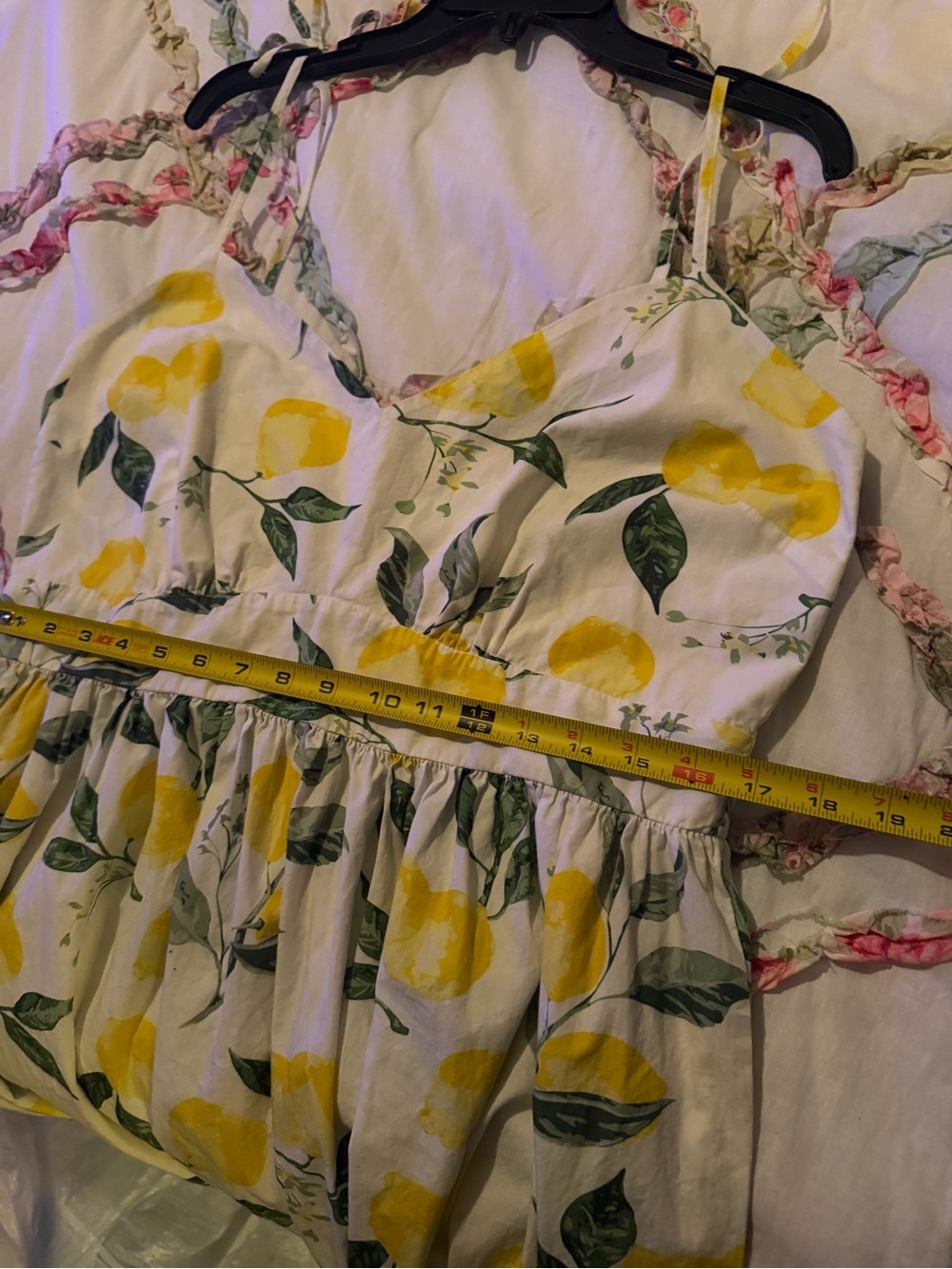 100% cotton Lemon-Print Midi Dress with Adjustable Straps -with pockets - Picture 6 of 9
